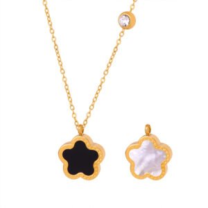 Reversible Shell Moon Pendant Necklace