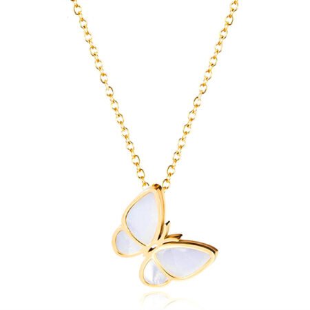 White Glow Butterfly Necklace