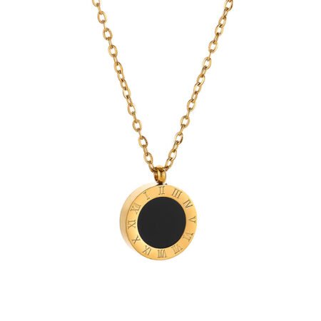Roman Numeral Double Sided Pendant Necklace