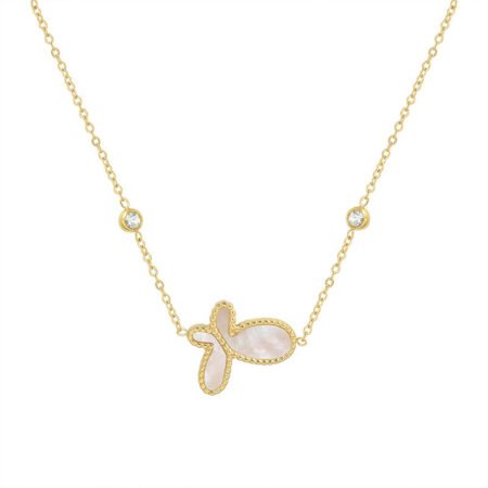 White Shell Butterfly Pendant Necklace