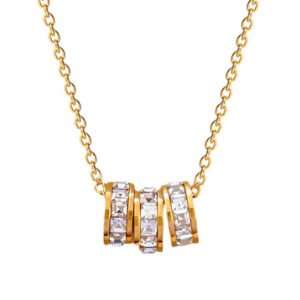 Triple CZ Ring Necklace