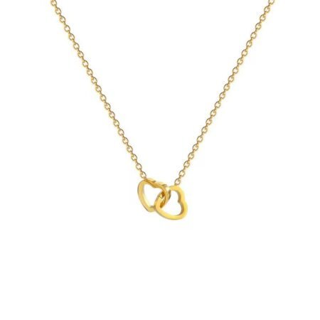 Mini Double Linked Heart Pendant Necklace