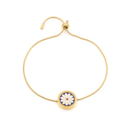 Round Flower Pendant Adjustable Chain Bracelet