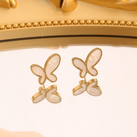 White Shell Butterfly Earrings