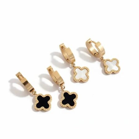 Four Leaf Hoop Earrings - Mother of Pearl