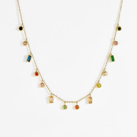 Layered Zircon Station Necklace