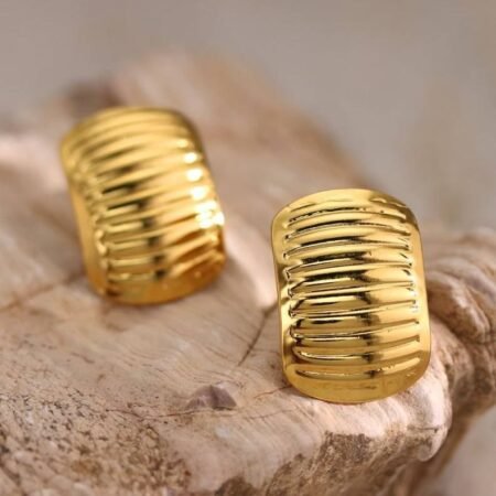 Ribbed Dome Stud Earrings