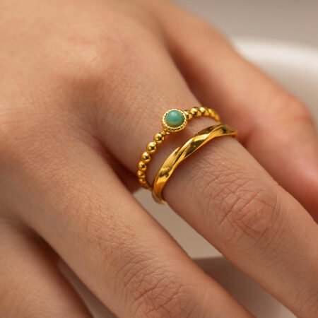 Amazonite Beaded Twist Ring